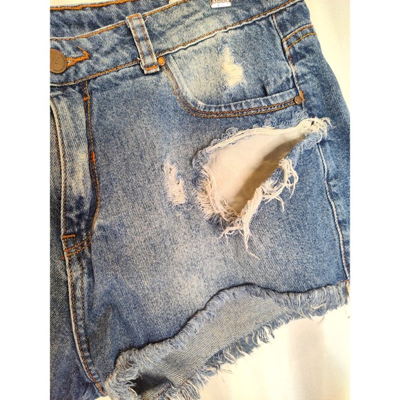 Zara TRF Denim Cut Off Shorts Destroyed Jean Short Small Summer festival gear - Picture 4 of 9